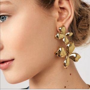 BaubleBar Double Flower Goldtone Earrings NWOT